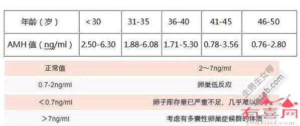 不同年龄AMH数值参考图